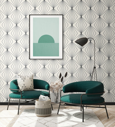 product image for Diamond Vector Ebony & Eggshell from the Etten Geometric Collection by Seabrook 50