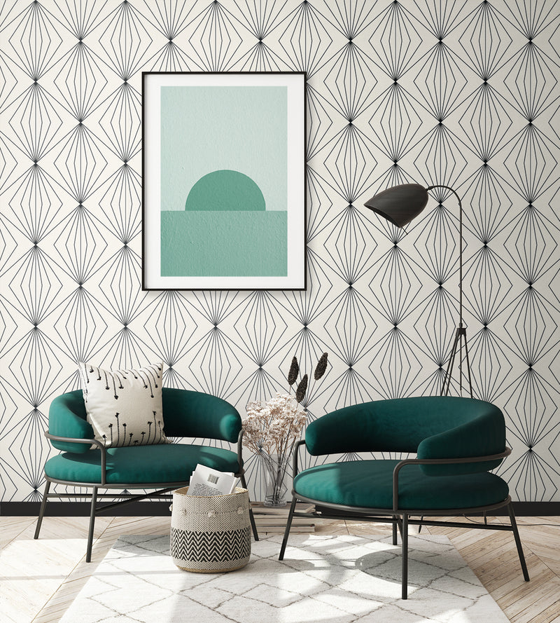 media image for Diamond Vector Ebony & Eggshell from the Etten Geometric Collection by Seabrook 288