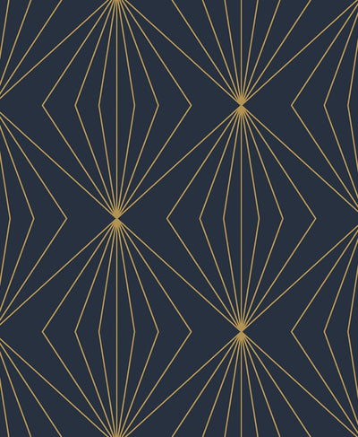 product image of Sample Diamond Vector Navy Blue & Metallic Gold from the Etten Geometric Collection by Seabrook 528