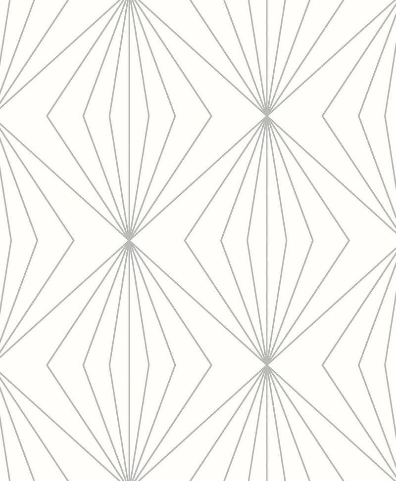 media image for Sample Diamond Vector Metallic Silver & Eggshell from the Etten Geometric Collection by Seabrook 278
