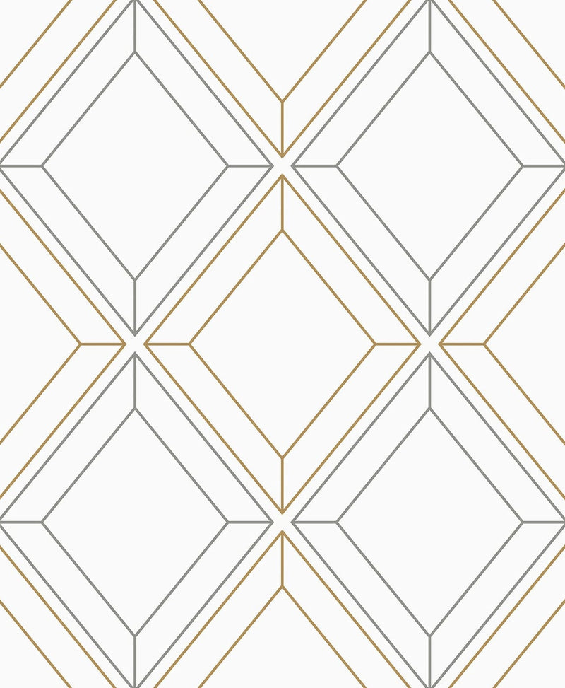 media image for Sample Linework Gem Metallic Silver & Gold from the Etten Geometric Collection by Seabrook 259