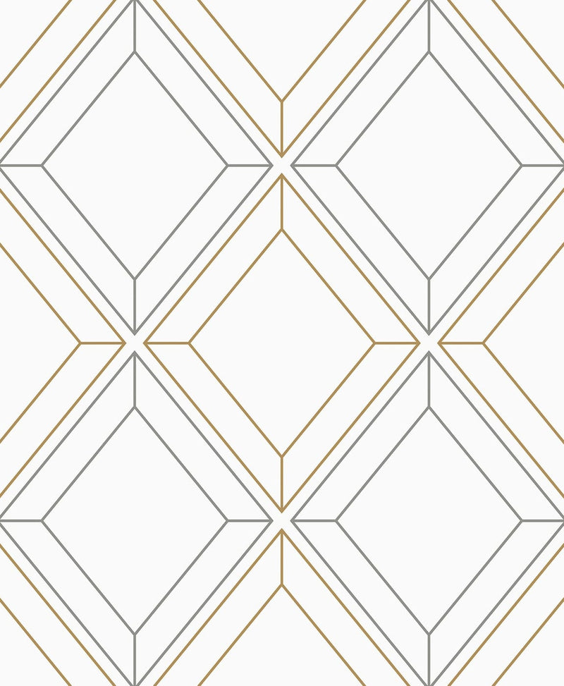 media image for Sample Linework Gem Metallic Silver & Gold from the Etten Geometric Collection by Seabrook 259