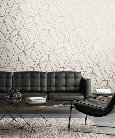 product image for Metro Vector Metallic Gold & Morning Fog from the Etten Geometric Collection by Seabrook 59