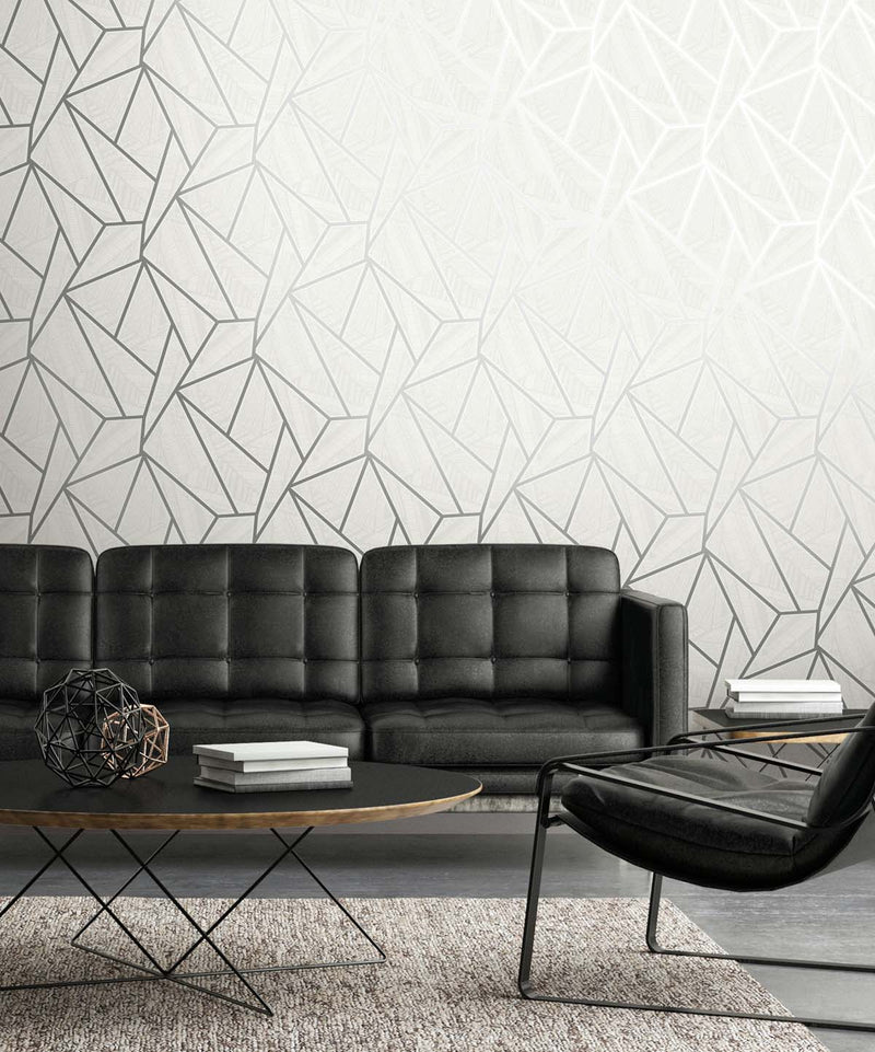 media image for Metro Vector Metallic Silver & Morning Fog from the Etten Geometric Collection by Seabrook 20