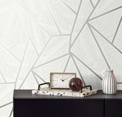 product image for Metro Vector Metallic Silver & Morning Fog from the Etten Geometric Collection by Seabrook 24
