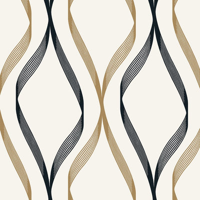 product image of Sample Wave Ogee Metallic Gold & Ebony from the Etten Geometric Collection by Seabrook 587