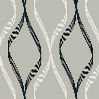 product image for Wave Ogee Fog Grey & Ebony from the Etten Geometric Collection by Seabrook 52