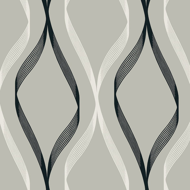 media image for Wave Ogee Fog Grey & Ebony from the Etten Geometric Collection by Seabrook 229