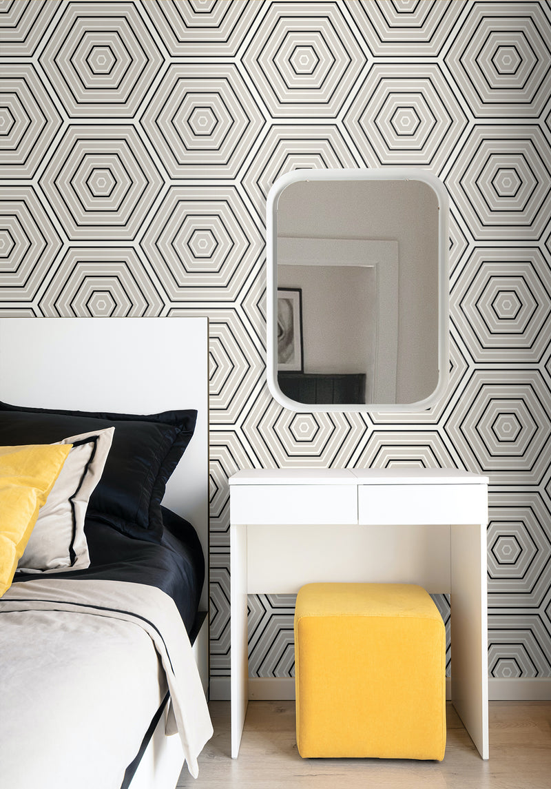 media image for Hex Topography Cove Grey & Ebony from the Etten Geometric Collection by Seabrook 23