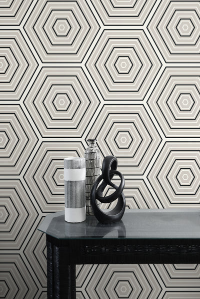 product image for Hex Topography Cove Grey & Ebony from the Etten Geometric Collection by Seabrook 77