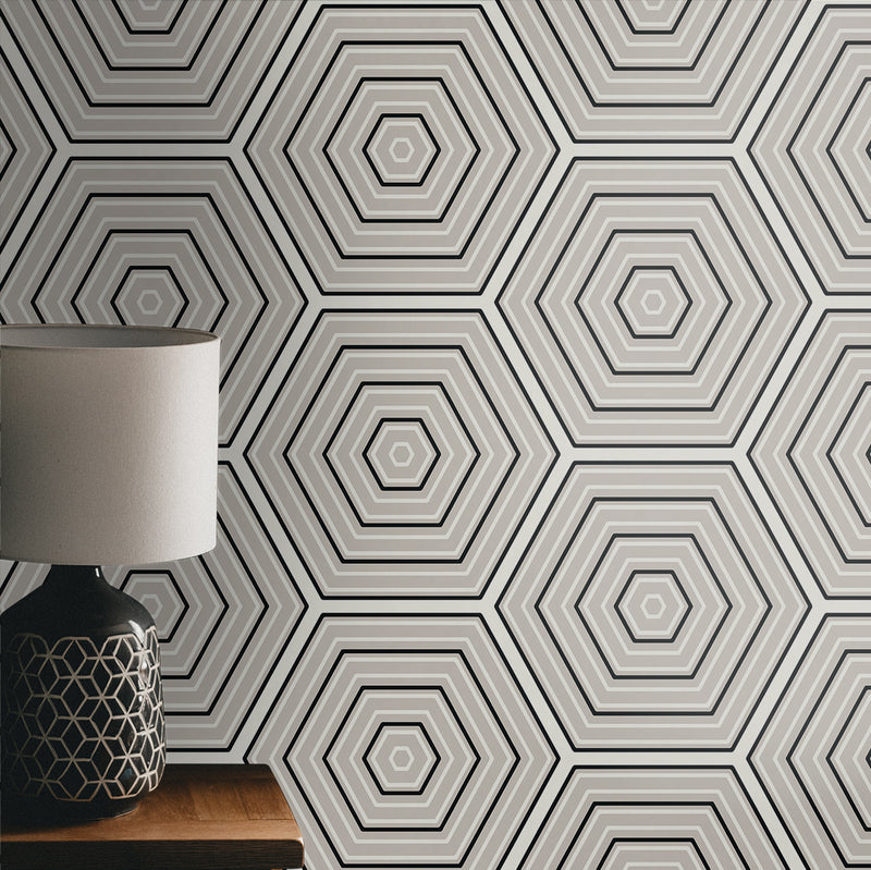 media image for Hex Topography Cove Grey & Ebony from the Etten Geometric Collection by Seabrook 295