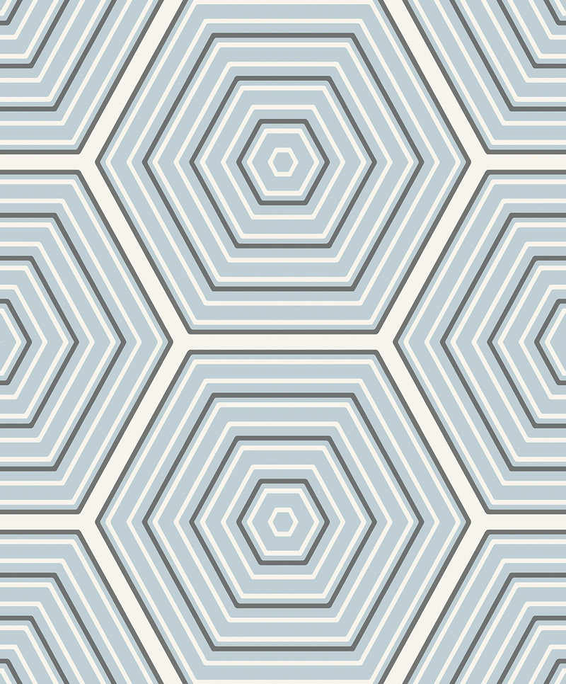 media image for Sample Hex Topography Sky Blue & Argos Grey from the Etten Geometric Collection by Seabrook 226