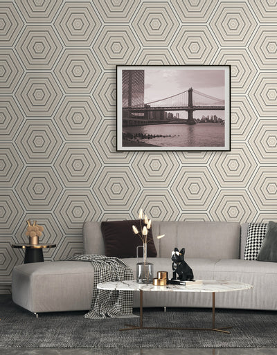 product image for Hex Topography Lunar Rock & Argos Grey from the Etten Geometric Collection by Seabrook 60