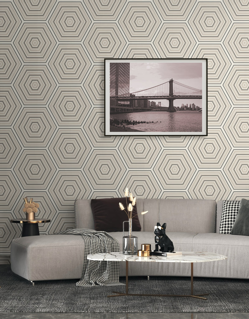 media image for Hex Topography Lunar Rock & Argos Grey from the Etten Geometric Collection by Seabrook 288
