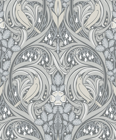 product image of Sample Bird Scroll Wallpaper in Argos Grey & Linen 54