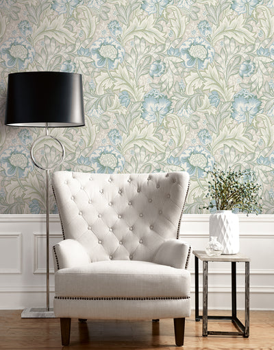 product image for Acanthus Garden Wallpaper in Powder Blue & Green Mist 82