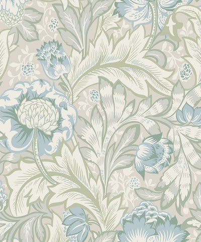 product image of Acanthus Garden Wallpaper in Powder Blue & Green Mist 577