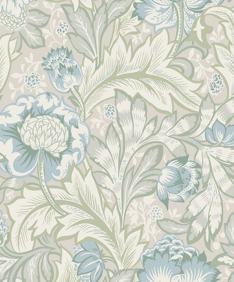 media image for Acanthus Garden Wallpaper in Powder Blue & Green Mist 284