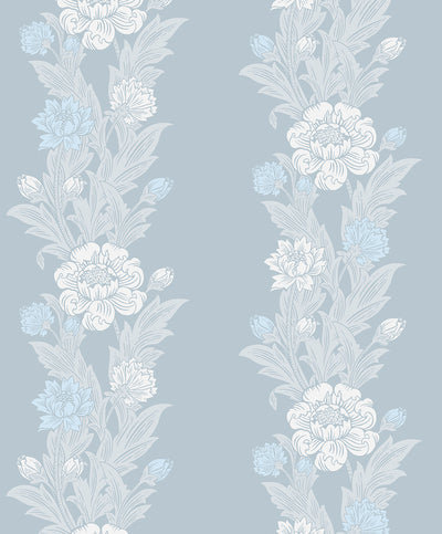 product image of Sample Blooming Stripe Wallpaper in Baby Blue 540