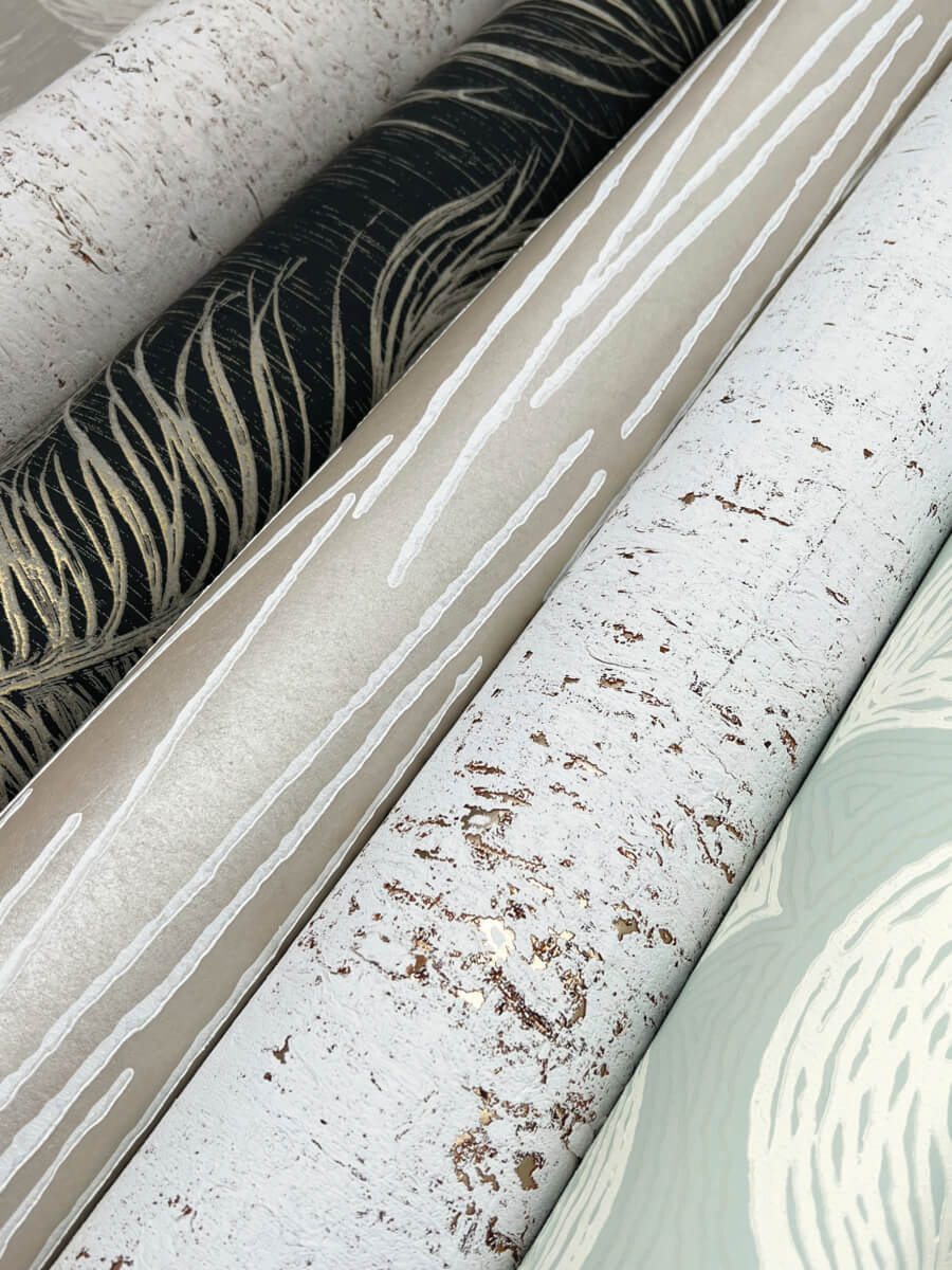 Shop Cork Wallpaper in Bright White/Gold Burke Decor