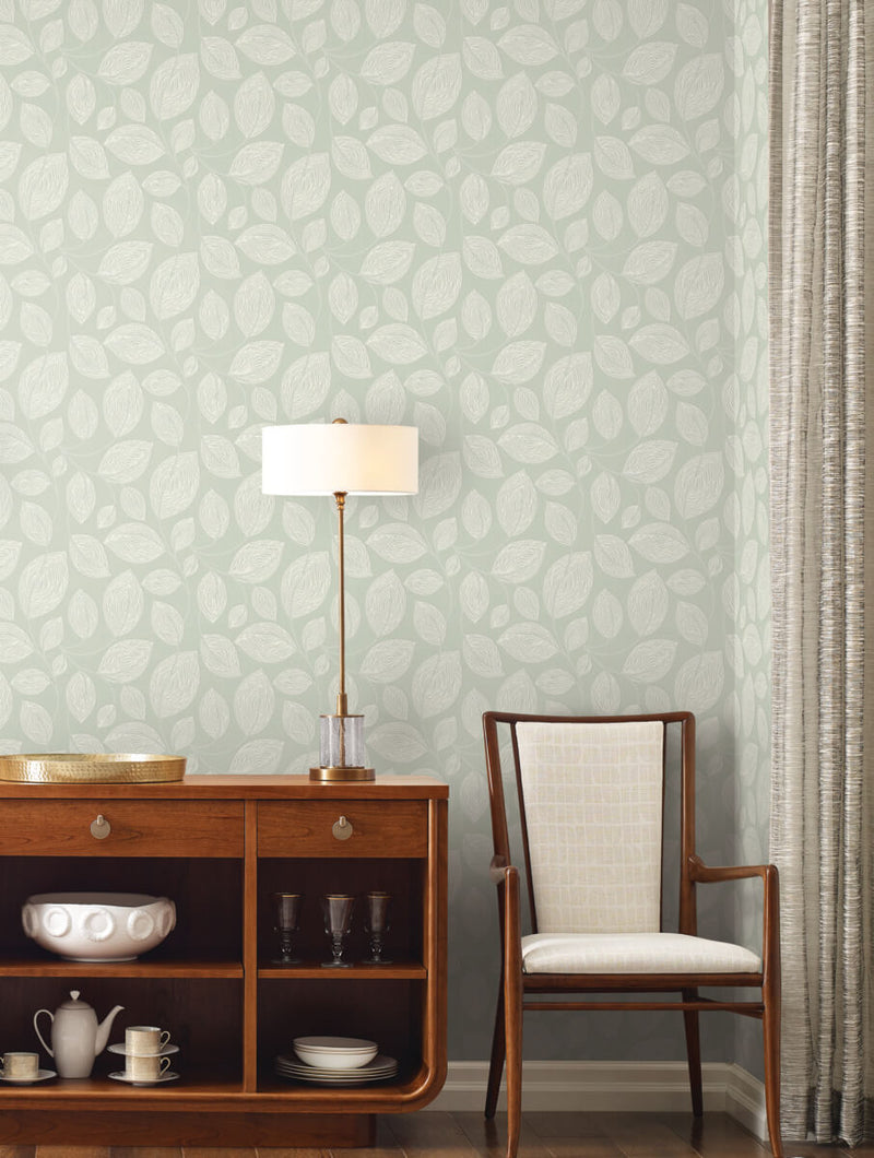 media image for Contoured Leaves Wallpaper in Green 231