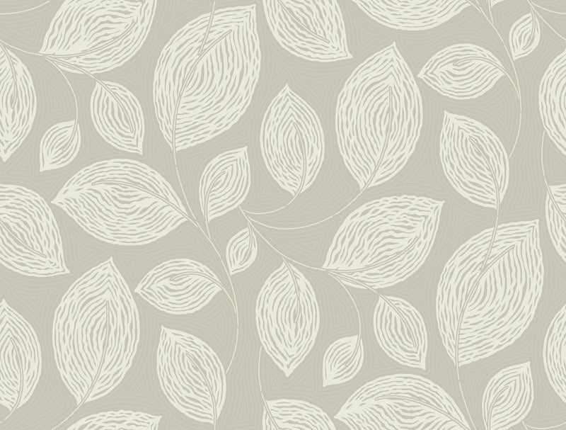 media image for Contoured Leaves Wallpaper in Taupe 25