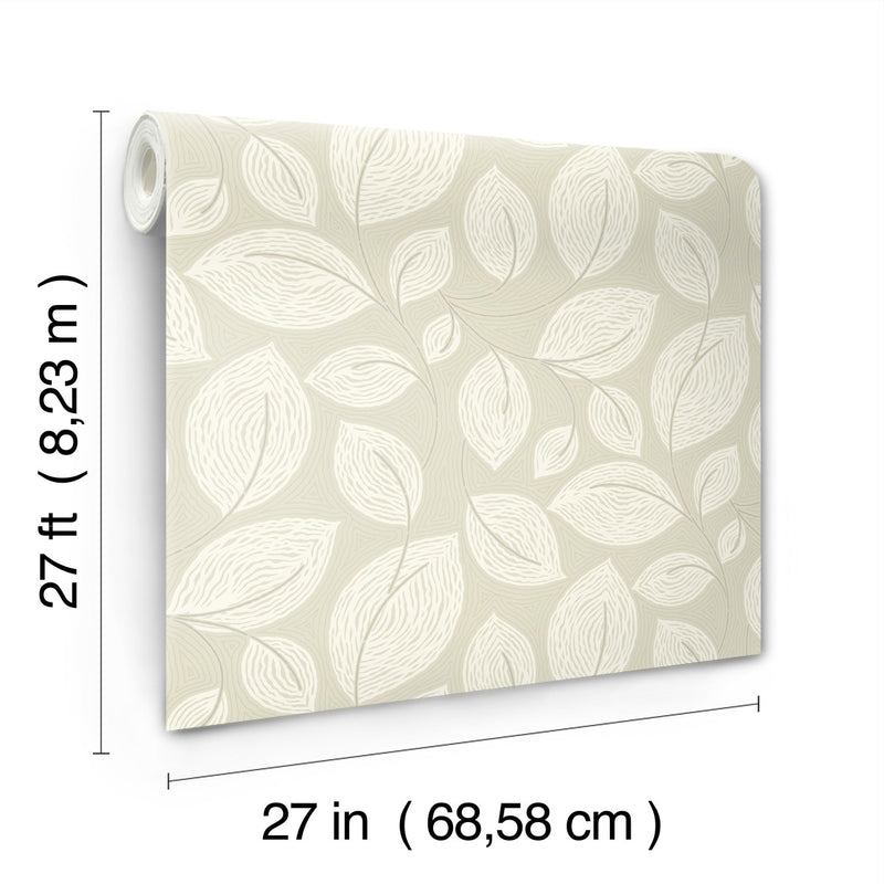 media image for Contoured Leaves Wallpaper in Sand 239