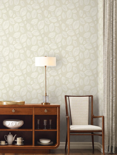 product image for Contoured Leaves Wallpaper in Sand 24
