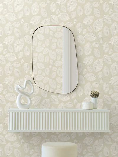 product image for Contoured Leaves Wallpaper in Sand 9