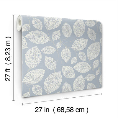 product image for Contoured Leaves Wallpaper in Indigo Blue 51