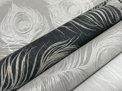 product image for Regal Peacock Wallpaper in Black 34