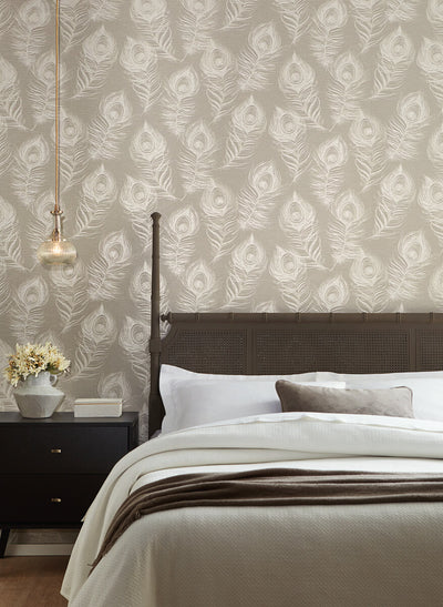 product image for Regal Peacock Wallpaper in Mink 85