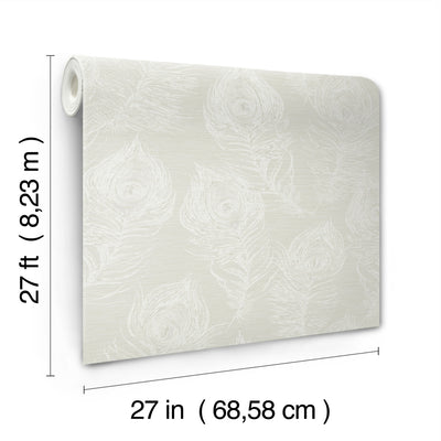 product image for Regal Peacock Wallpaper in White 64