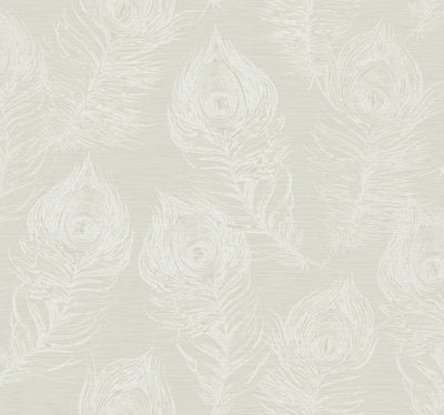 product image for Regal Peacock Wallpaper in White 6