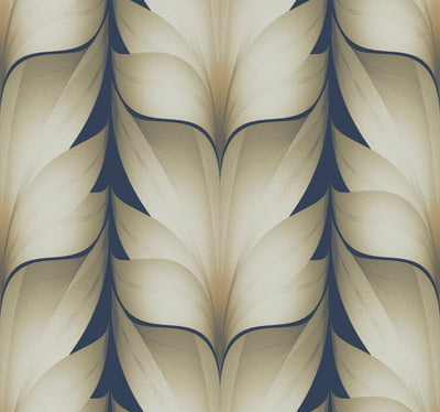 product image of Lotus Light Stripe Wallpaper in Navy 56