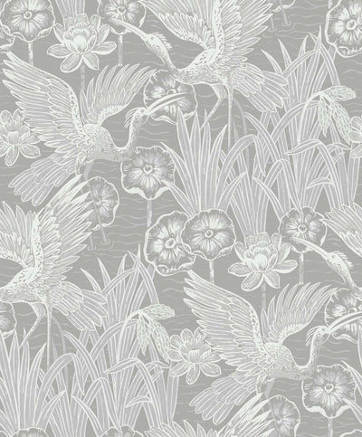 product image of Marsh Cranes Wallpaper in Anew Grey 586