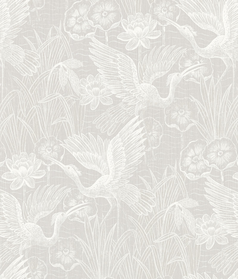 media image for White Heron Floral Wallpaper in Heron Neutral 254