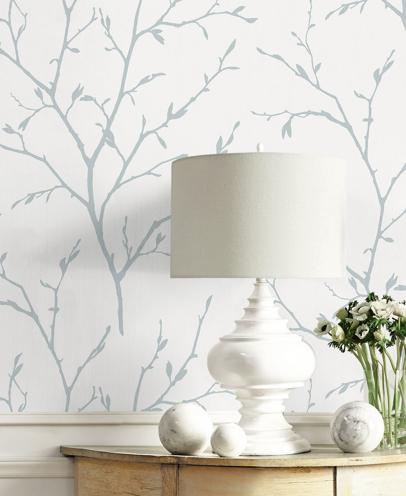 media image for Branching Out Wallpaper in Slate Blue 249