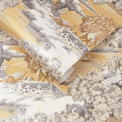 product image for Edo Toile Wallpaper in Mustard from the Exclusives Collection by Graham & Brown 75