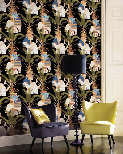 product image for Egyptian Queens Wallpaper in Anthracite and Multi from the World of Antiquity Collection  0