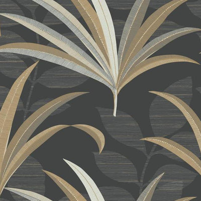 product image of El Morocco Palm Wallpaper in Black and Yellow from the Deco Collection by Antonina Vella for York Wallcoverings 534
