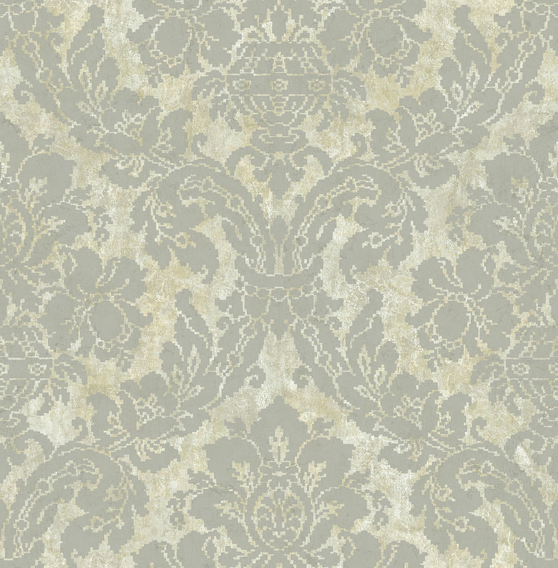 media image for Embroidered Damask Wallpaper in Cinder from the Nouveau Collection by Wallquest 229