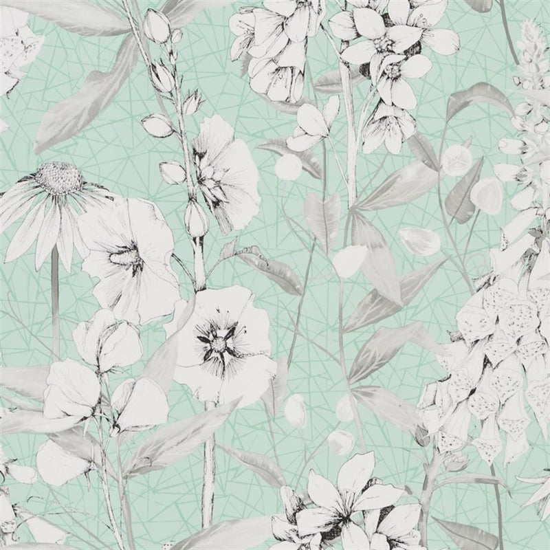 media image for Emelie Wallpaper in Aqua from the Mandora Collection by Designers Guild 258