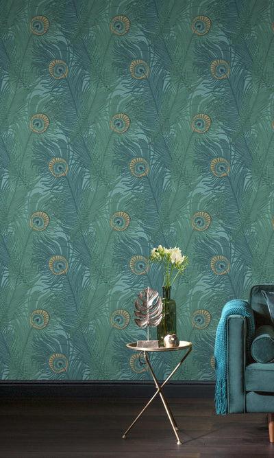 product image for Descartes Bali-Inspired Tropical Emerald Wallpaper by Walls Republic 86