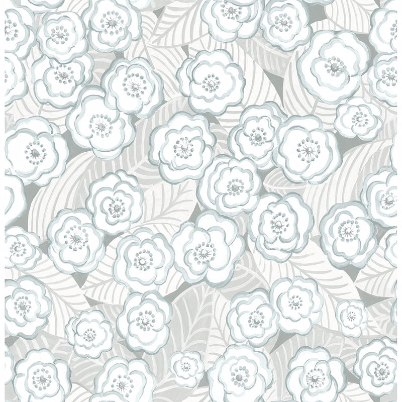 media image for sample emery floral wallpaper in light blue from the bluebell collection by brewster home fashions 1 235