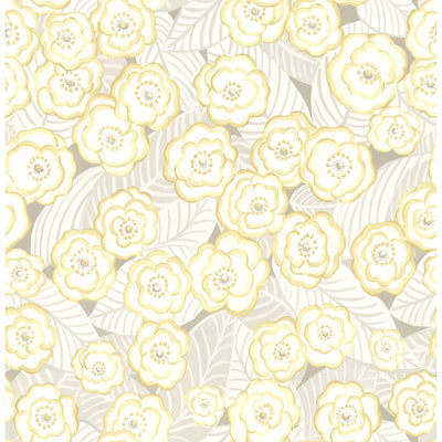 product image for Emery Floral Wallpaper in Light Yellow from the Bluebell Collection by Brewster Home Fashions 3