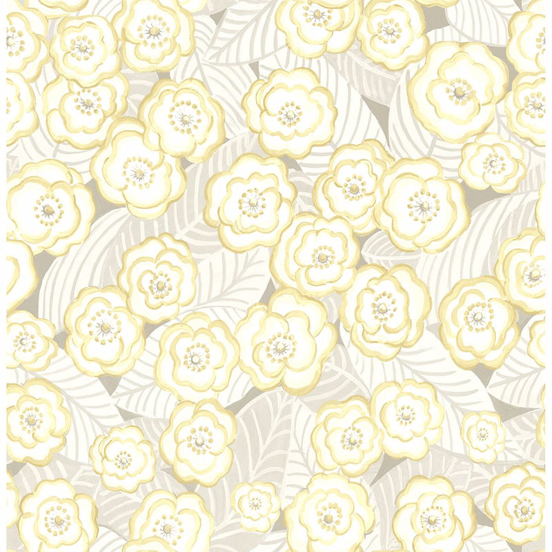 media image for Emery Floral Wallpaper in Light Yellow from the Bluebell Collection by Brewster Home Fashions 215