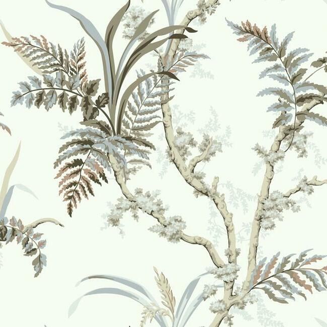 media image for sample enchanted fern wallpaper in beige from the grandmillennial collection by york wallcoverings 1 234