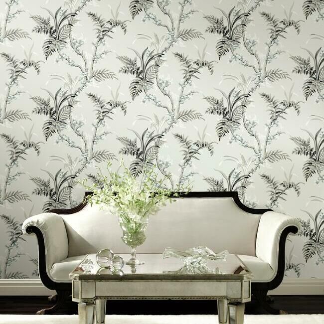 media image for Enchanted Fern Wallpaper in Grey and Beige from the Grandmillennial Collection by York Wallcoverings 282