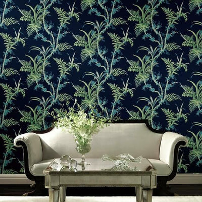 product image for Enchanted Fern Wallpaper in Navy and Green from the Grandmillennial Collection by York Wallcoverings 5